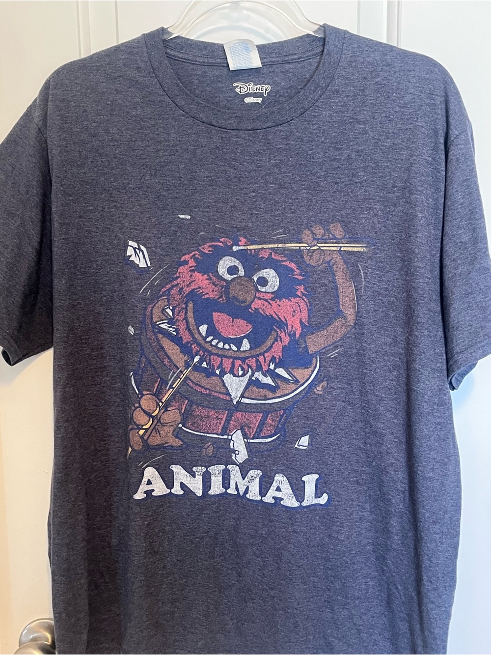 Disney Heather Navy Animal Graphic Tee with Red and White Print